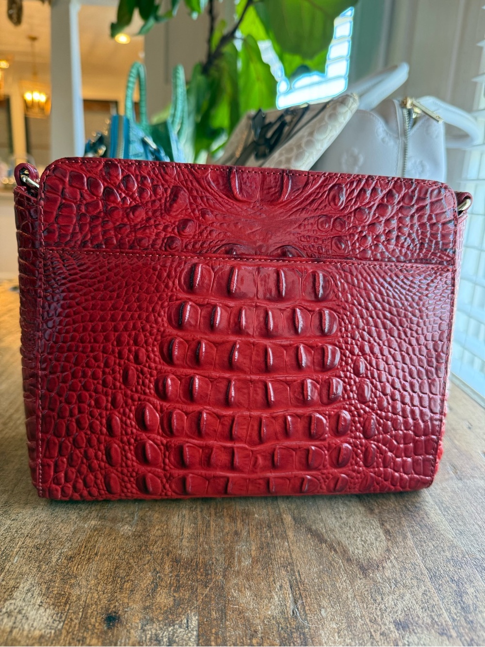 Brahmin Red Croc Leather Crossbody - Picture 5 of 10